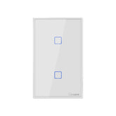 Sonoff T2 Touch 120mm Tempered Glass Panel Wall Switch Smart Home Light Touch Switch, Compatible with Alexa and Google Home, AC 100V-240V, US Plug, 120mm/ 2 US Plug